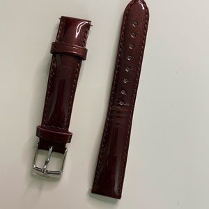 Authentic shimmer maroon Michele watch band. Made in France. Genuine leather